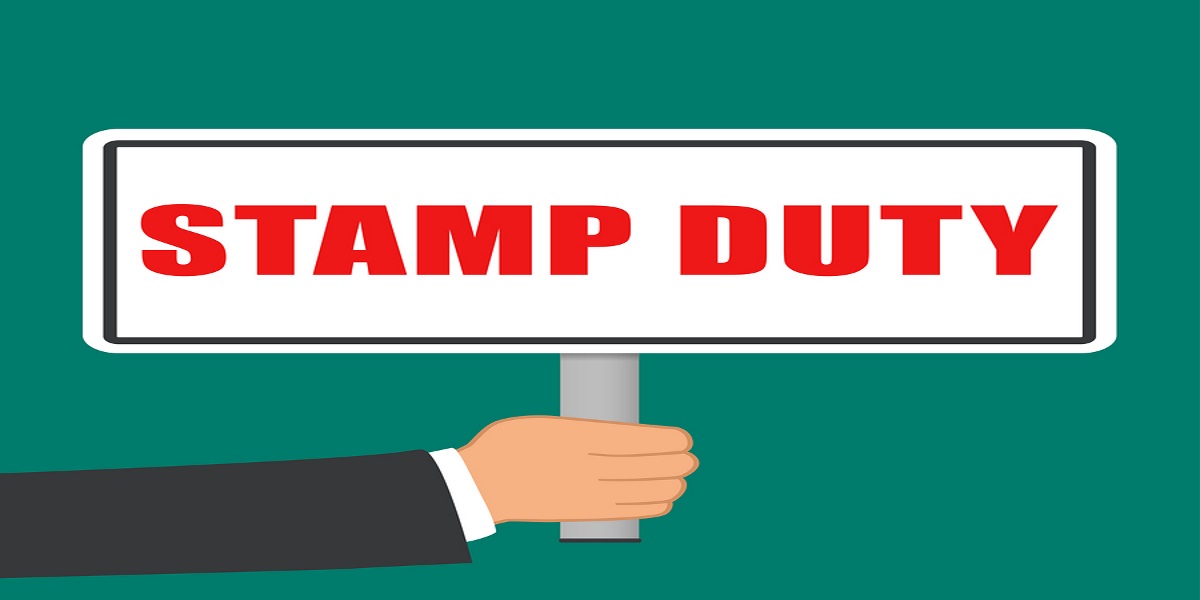 Illustration of stamp duty sign being held by a suited arm